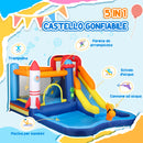 Castello Gonfiabile da Giardino 360x250x195 cm Parco Acquatico 5 in 1 in Tessuto Oxford Multicolore      