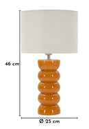 Lampada da Tavolo Torr Senape Ø25x46 cm in Ceramica e Ferro e Tessuto Senape e Bianco      