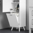 Mobile da Bagno a Colonna 35x31,5x144 cm con 2 Ante e Ripiani in Legno Bianco  