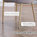 Set 2 Sedie Imbottite 48x59x89 cm in Velluto e Acciaio Grigio e Oro