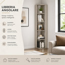 Libreria Angolare 34x34x161 cm Scaffale Salvaspazio 5 Ripiani in Legno Sabbia     