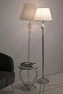 Lampada da Terra Kody Ø40x158 cm in Ferro e Tessuto Argento e Bianco      