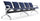 Panca per Sala Attesa 5 Posti da Ufficio con Cuscino in Acciaio e Similpelle Argento/Blu Navy