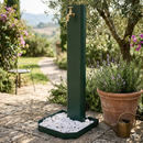 Fontana da Giardino Design a Colonna Ovale Rubinetto in Ottone e Base con Ciottoli Verde