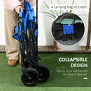 Carrello da Giardino 110L con Maniglia Telescopica e Borsa Termica  in Acciaio e Tessuto Blu
