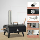 Forno per Pizza Pieghevole e Portatile con Pala e Pietra 81x40x72 cm in Acciaio e Legno Nero