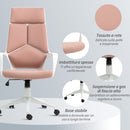 Sedia da Ufficio Operativa 63x63x117-127 cm Seduta Girevole e Dondolo Tessuto a Rete Rosa  