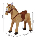 Cavallo Giocattolo con Suoni Realistici Sella Briglie e Poggiapiedi 85x28x60 cm in Poliestere Beige      