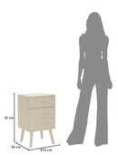 Comodino 3 Cassetti Shy 37,5x34x61 cm in Pino e MDF e Ferro      
