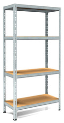 Scaffale in Metallo ad Incastro 4 Ripiani in Legno 100x40xh180 cm Pokerino Zincato