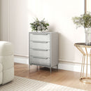 Cassettiera 4 Cassetti 60x36x88 cm con Rivestimento in Tessuto Effetto Lino in Acciaio Grigio      