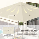 Tetto di Ricambio per Gazebo 3x3 m con Prese d'Aria e Fori di Drenaggio in Poliestere Crema      