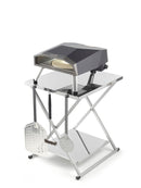 Tavolo Pieghevole Ompagrill con Piano di Lavoro in Acciaio Inox 70x78x90 cm Ganci Porta Utensili per Barbecue e Ripiano Inferiore      