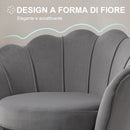 Poltrona Imbottita 76x67x74 cm in Tessuto Vellutato Grigio