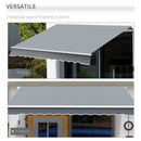 Tenda da Sole Avvolgibile a Parete 295x245 cm in Alluminio e Poliestere Grigio
