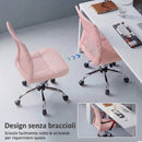 Sedia da Ufficio Ergonomica Girevole 43x58x90-100 cm Senza Braccioli in Tessuto Traspirante a Rete Rosa      