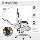 Sedia da Gaming con Schienale Reclinabile 65x65x121-129 cm in Finta Pelle PU Bianco e Nero  