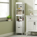 Mobile Bagno 30x30x141,2 cm con 3 Ripiani Aperti e 2 Cassetti in Legno Bianco  