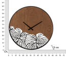 Orologio da Muro Wood/Leaf 60x2x60 cm in Ferro e MDF Nero e Marrone      