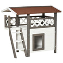 Casetta per Gatti da Esterno 77x50x73 cm in Legno Bianco e Grigio