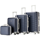 Set 4 Valigie Rigide Trolley Bagaglio con Beauty Case da Viaggio Easy Roll Blu      