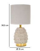 Lampada da Comodino Pigny Grigia Ø15x30,5 cm in Ceramica e Ferro e Tessuto Crema      