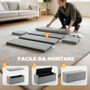 Cassapanca Contenitore 122x48x44 cm Capienza 142L Pouf Seduta Ampia Imbottita Capacità 200 kg in Lino Grigio Chiaro      