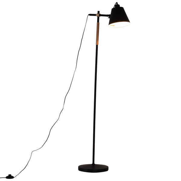 Lampada da Terra Paralume Regolabile in Metallo e Legno Nero prezzo