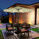 Ombrellone da Giardino Inclinabile Ø265 cm con 32 Luci LED Solari e Manovella Beige      