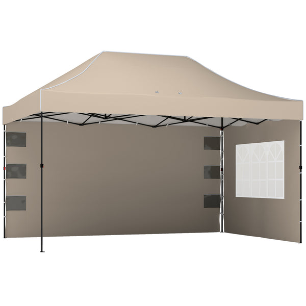 prezzo Gazebo Pop Up Pieghevole 430x290x315 cm con Pareti Laterali e Finestre in Metallo e Tessuto Oxford Marrone Sabbia