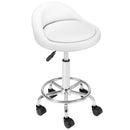 Sgabello Seduta imobottita e Schienale Basso con Ruote Base Acciaio 360 Bianco      