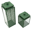 Lanterne Hall Coppia 15x14,5x41,5 cm in Metallo e Vetro Verde      