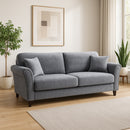 Divano 3 Posti 212x75x87cm con Rivestimento in Velluto Premium Grigio      