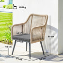 Set 2 Sedie da Giardino 54x65x80 cm con Cuscini e Braccioli in Acciaio e Rattan PE Grigio Scuro      