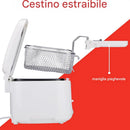 Friggitrice 2,5 Litri con Termostato Regolabile 1800W Coperchio e Maniglia Pieghevole Bianco      