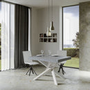 Tavolo Allungabile 120-380x90x77 cm Volantis Premium Cemento Telaio Bianco 