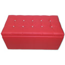 Baule Cassapanca Pouf Contenitore in Similpelle e Cristalli Renier Rosso