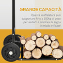 Portalegna per Camino 77x42x105 cm con Ruote in Acciaio Nero