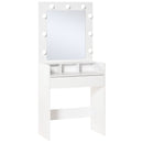 Toletta da Camera con Specchio e LED 70x40x160 cm in Legno Truciolare Bianco