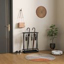 Portaombrelli 50x24x68 cm con Vaschetta per l'Acqua 21 Fori e 24 Ganci in Acciaio Nero   