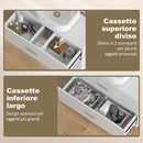 Mobile Sottolavabo Moderno 80x30x60 cm con 2 Cassetti e Intarsio a U in Legno Bianco      