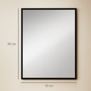 Specchio da Bagno a Parete Rettangolare 70x90 cm con Ganci in Vetro e MDF Nero      