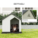 Casetta per Cani Piccoli e Mini da Esterno 62x61x60 cm Impermeabile in Plastica con Finestra Grigio      