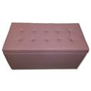 Baule Cassapanca Pouf Contenitore in Similpelle e Cristalli Renier Rosa