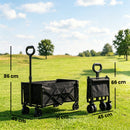 Carrello da Giardino 71x45x86 cm Pieghevole da 60L con Ruote e Lato Apribile in Tessuto Oxford Nero      