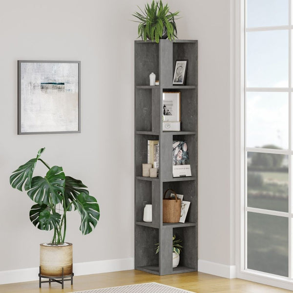 Libreria angolare 31,4x31,4x158,9 cm Piano cemento 5 ripiani online