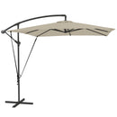Ombrellone a Sbalzo 247x247 cm con Base a Croce e Manovella in Metallo e Poliestere Cachi      