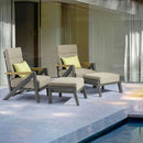 Set 4 Pezzi Salotto da Giardino 5 Posti Kea Plus con Divano 2 Poltrone Reclinabili e Tavolino Piano in Ceramica in Alluminio Verniciato Grigio  