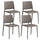 Set 4 Sedie Impilabili 82x45x53 cm in Polipropilene e Fibra di Vetro Megan Tortora