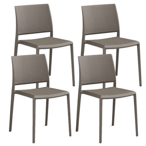 Set 4 Sedie Impilabili 82x45x53 cm in Polipropilene e Fibra di Vetro Megan Tortora online